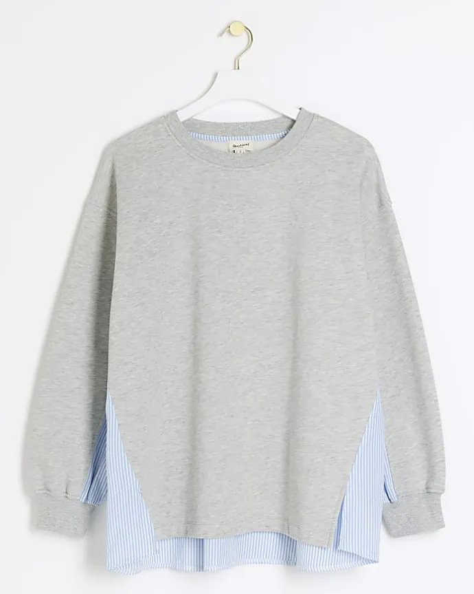 Grey stripe hybrid sweatshirt