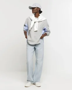 Grey stripe hybrid sweatshirt
