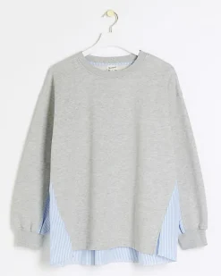 Grey stripe hybrid sweatshirt