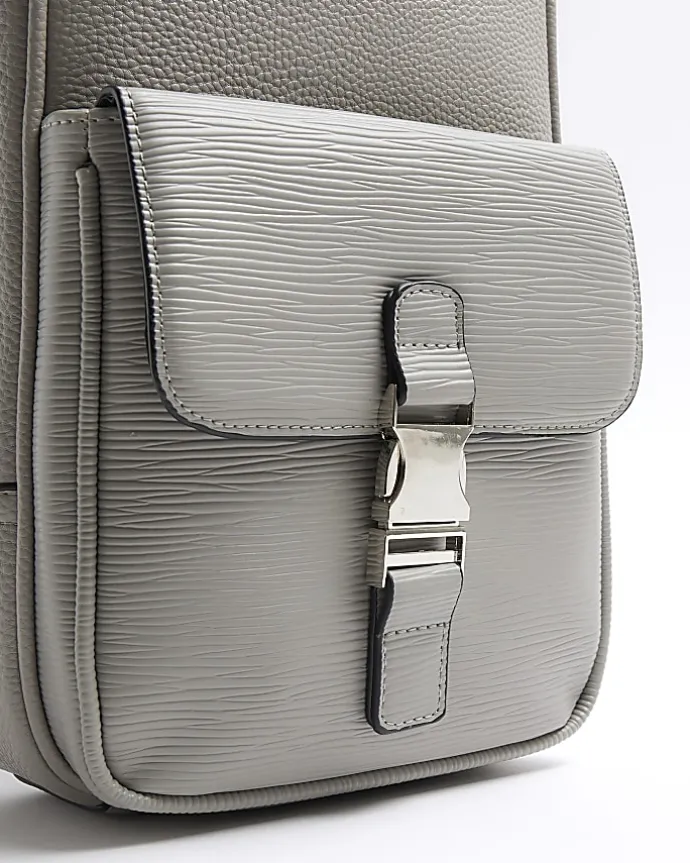 Grey textured cross body bag