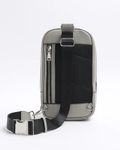 Grey textured cross body bag