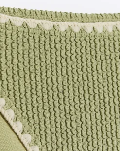 Khaki crinkle tie side bikini bottoms