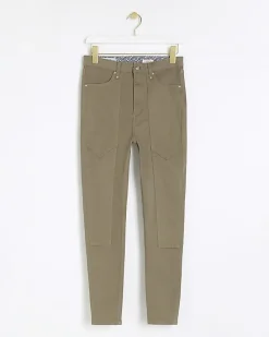 Khaki high waisted skinny jeans