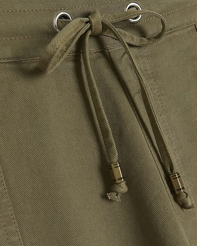 Khaki lyocell drawstring shorts