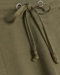 Khaki lyocell drawstring shorts