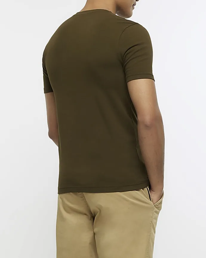Khaki muscle fit t-shirt