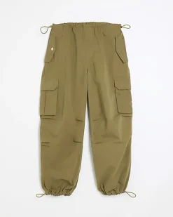 Khaki parachute cargo trousers