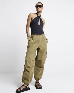 Khaki parachute cargo trousers