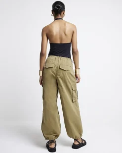 Khaki parachute cargo trousers