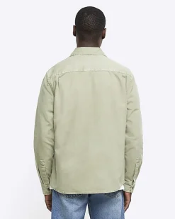 Khaki regular fit chest pocket shirt
