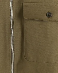 Khaki regular fit zip up overshirt