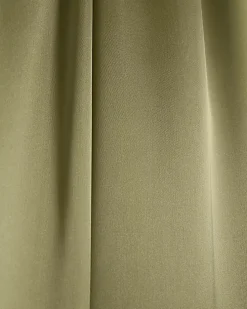 Khaki satin pull on wide leg trousers