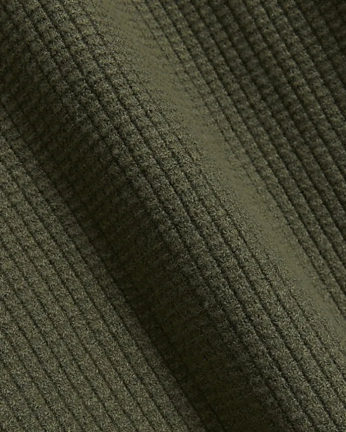 Khaki slim fit waffle texture jumper