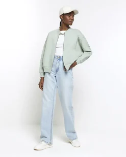 Light Green zip up bomber sweatshirt