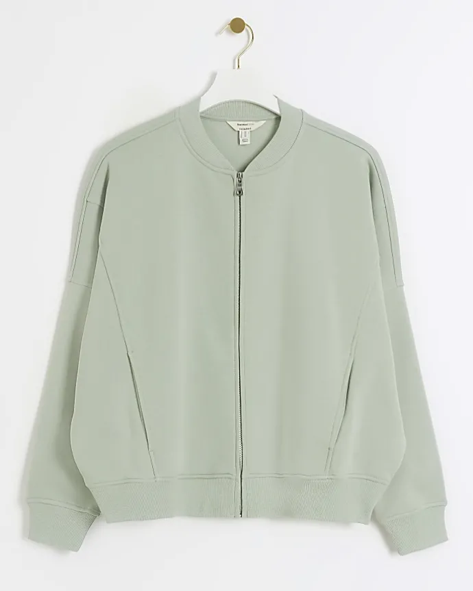 Light Green zip up bomber sweatshirt