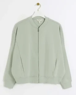 Light Green zip up bomber sweatshirt