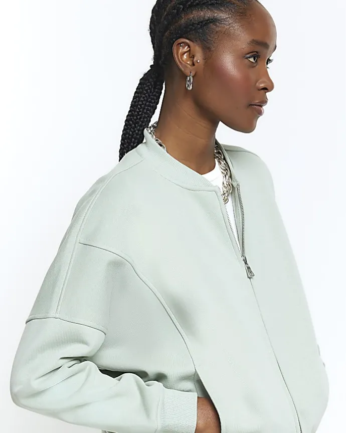 Light Green zip up bomber sweatshirt
