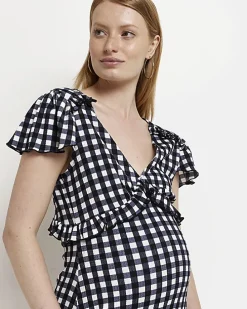 Maternity black frill mini dress