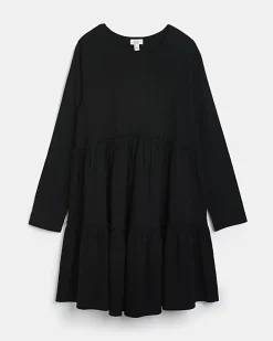 Maternity black long sleeve frill mini dress