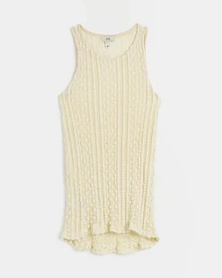 Maternity cream textured lace tank top