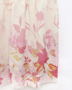 Maternity pink front wrap floral maxi Dress
