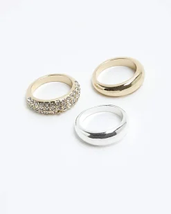 Metal stone ring 3 Pack