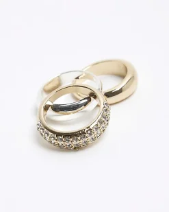Metal stone ring 3 Pack