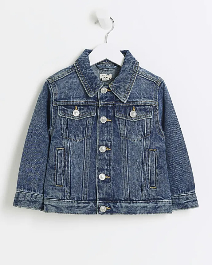 Mini boys blue hooded denim trucker jacket
