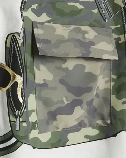 Mini Boys khaki backpack t-shirt set