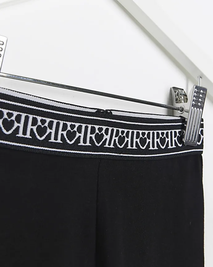 Mini girls black heart waistband leggings