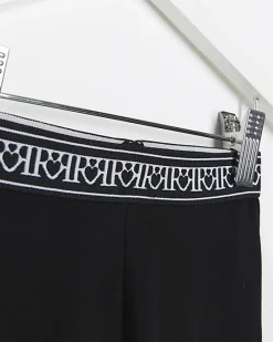 Mini girls black heart waistband leggings