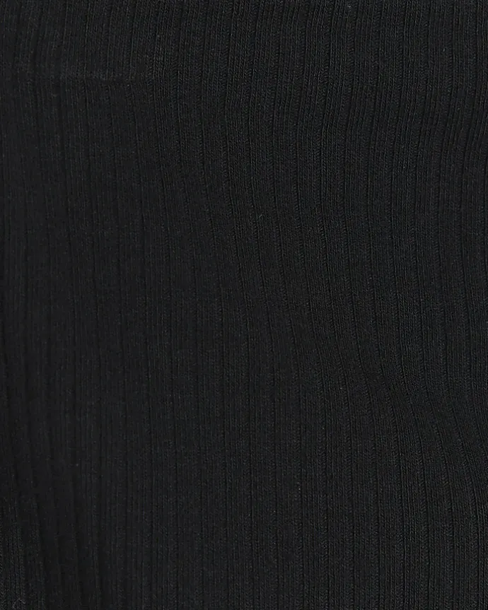 Mini girls black plain rib cycle shorts