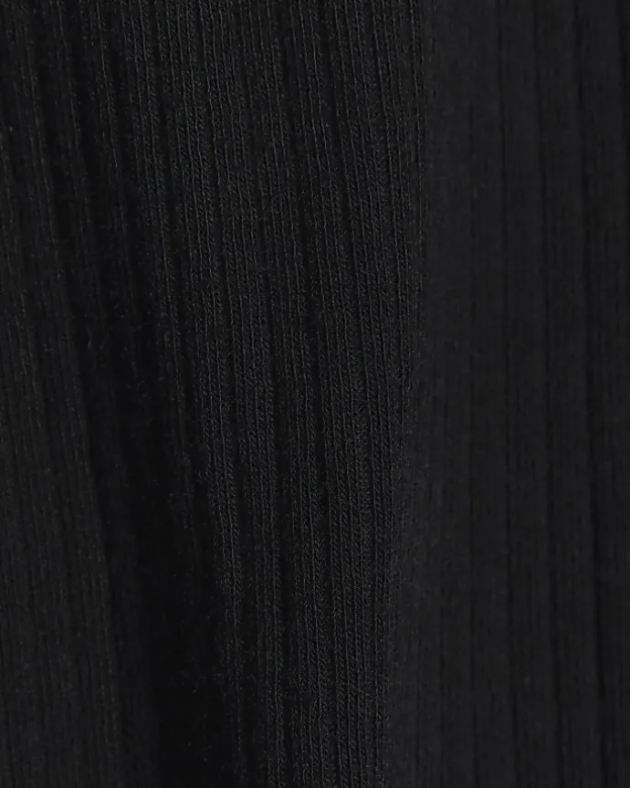 Mini girls black plain rib leggings