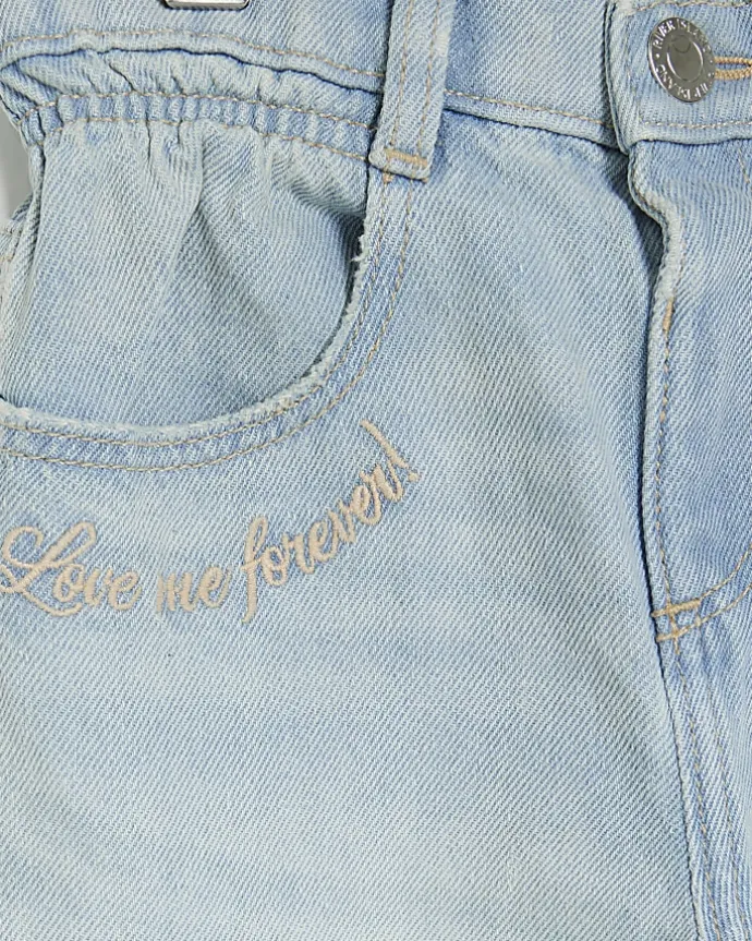 Mini girls blue heart pocket paperbag jeans