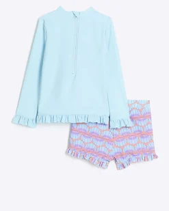Mini girls blue sun safe short set