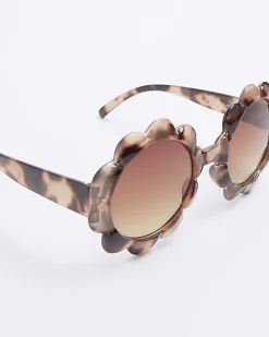 Mini girls brown tortoise flower sunglasses