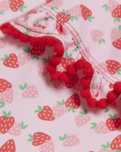 Mini girls coral strawberry swimsuit set