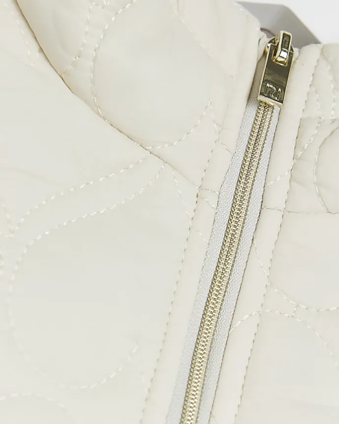 Mini girls cream heart padded jacket