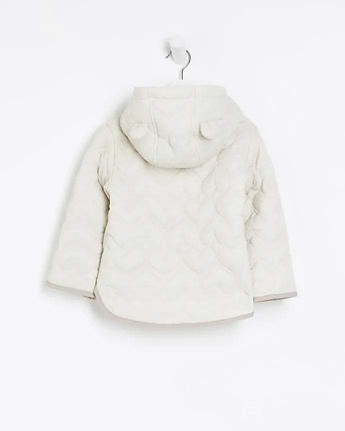 Mini girls cream heart padded jacket