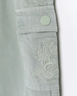 Mini Girls Green Lyocell Cargo Trousers