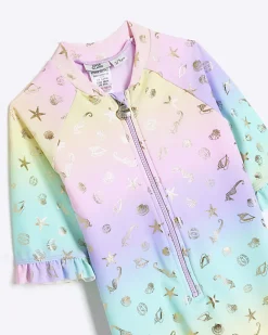 Mini girls ombre sun safe rash suit