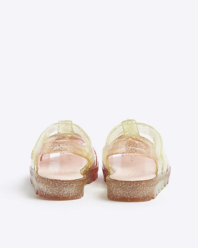 Mini Girls Pink Flower Jelly Sandals