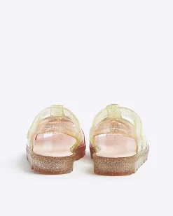 Mini Girls Pink Flower Jelly Sandals
