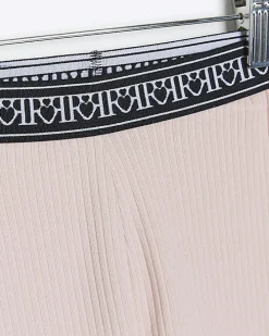 Mini girls pink RI rib leggings