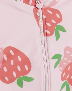 Mini girls pink strawberry swimsuit set