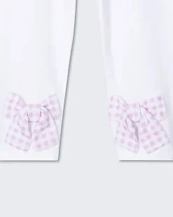 Mini girls white bow hem leggings
