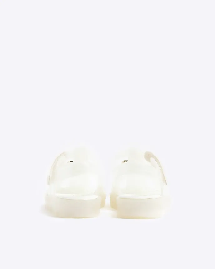 Mini girls white pearl flower jelly sandals