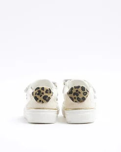 Mini girls white star velcro trainers