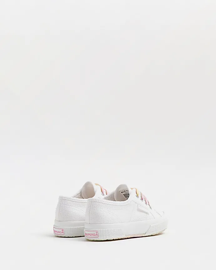 Mini girls White Superga Rainbow Trainers