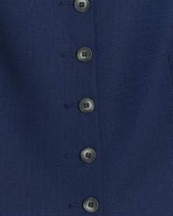 Navy button front waistcoat